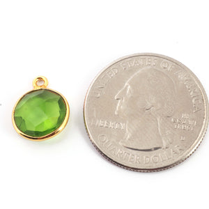 9 Pcs Peridot 925 Sterling Vermeil Faceted Assorted Shape Pendant  - 12mmx9mm-16mmx9mm SS959 - Tucson Beads