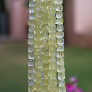 1 Strand Lemon Quartz Faceted Cube Briolettes -  Box Shape Beads 7mm-9mm 8 Inches BR759 - Tucson Beads