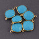6 Pcs Turquoise 925 Sterling Vermeil Faceted Cushion Shape Double Bail Connector - 23mmx17mm SS309 - Tucson Beads