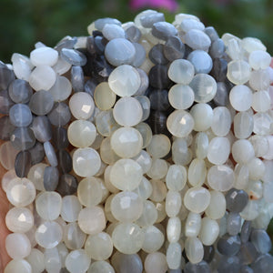 1 Strand Shaded Moonstone Faceted Coin Briolettes - Shaded Moonstone Coin Beads 10mm 8.5 inches BR1451 - Tucson Beads
