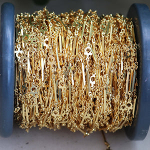 5 Feet Gold Plated Copper Chain - Cable Link Chain - Designer Chain - Gold Necklace Chain - Soldered Chain GPC1001 - Tucson Beads