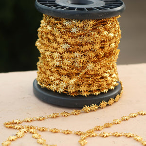 2 Feet Gold Plated Copper Chain - Cable Link Chain - Flower Chain - Necklace Chain - Soldered Chain GPC1000 - Tucson Beads