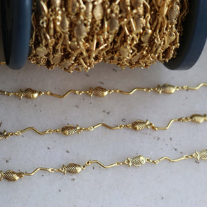 5 Feet Gold Plated Copper Chain - Cable Link Chain - Designer Fish Chain - Gold Necklace Chain - Soldered Chain GPC1003 - Tucson Beads