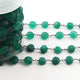 2 FEET Green Onyx Coin Shape Rosary Beaded Chain - Green Onyx Coin Beads Oxidized Silver Plated chain SC398 - Tucson Beads