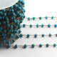 5 Feet Turquoise Stablized Rondelles 3mm-3.5mm 24k Gold Plated Rosary Beaded Chain - wire wrapped chain SC399 - Tucson Beads