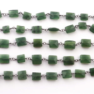 5  Feet Seraphinite Chicklet Beaded Chain - Seraphinite Chicklet Beads wire wrapped Oxidied Silver plated chain SC403 - Tucson Beads