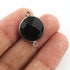 5 Pcs Black Onyx Faceted Round Shape Oxidized Sterling Silver Double Bail Connector- 21mmx15mm SS913