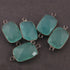 9 Pcs Aqua Chalcedony Faceted Rectangle Shape Oxidized Sterling Silver Double Bail Connector- 21mmx11mm SS897