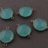 5 Pcs Aqua chalcedony Faceted Oxidized Silver Round Double Bail connector- 21mmx15mm SS942