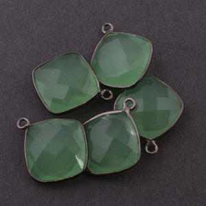 5 Pcs Green Chalcedony Feceted Cushion Oxidized Sterling Silver Single Bail Pendant-20mmx17mm-21mmx17mm SS943 - Tucson Beads
