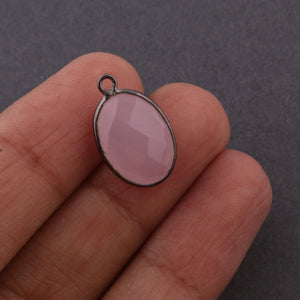 5 Pcs Rose Quartz Oxidized Sterling Silver Faceted Oval Single Bail Pendant - 18mmx11mm SS946 - Tucson Beads
