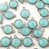 5 Pcs  Aqua Chalcedony Oxidized Sterling Silver Faceted Round Connector- 17mmx11mm SS606