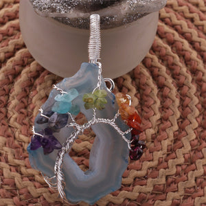 Sky Blue Agate Silver Plated tree of life Pendant, Tree of life pendant, Family tree Pendant,(YOU CHOOSE)HS033 - Tucson Beads