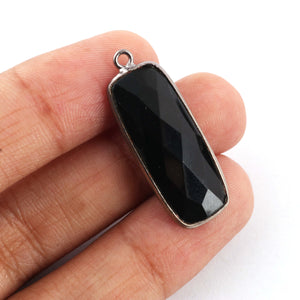 10 Pcs Black Onyx Faceted Rectangle Shape Oxidized Plated Connector/Pendant  33mmX11mm-30mmX11mm PC381 - Tucson Beads