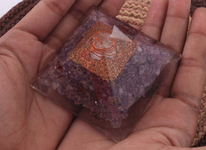 Amethyst Orgone Pyramid, EMF Protection Reiki Healing Crystal Pyramid,  Spiritual Healing Orgone Energy HS043 - Tucson Beads