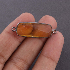 5 Pcs Beer Quartz Faceted Rectangle Shape Oxidized Plated Connector/ Pendant  30mmX11mm-33mmX11mm PC131 - Tucson Beads