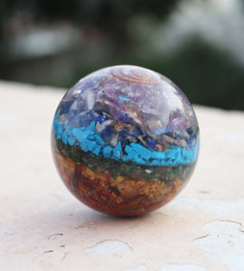 Seven Chakra Size 1.5-2 inch Orgone Sphere Natural Healing Crystal Gemstone Fengshui Decor Ball Metaphysical Gift Reiki Chakra HS061 - Tucson Beads