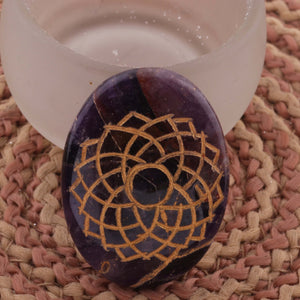 7 Pcs Set Chakra Set Healing  Engraved Gemstone Reiki Meditation Chakra  - Healing Gemstone ,Chakra Grid Set,39mmx29mm HS083 - Tucson Beads