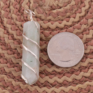 1 Pc Amazonite  Spiral Wire Wrapped Pencil Point Pendant Gemstone- Silver Wire Wrapped Pendant HS088 - Tucson Beads