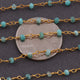 5 Feet Shaded Amazonite Rosary Style Beaded Chain, 3mm-4mm -  Amazonite Beads wire wrapped Chain, 24k Gold Plated chain  SC370 - Tucson Beads