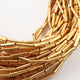 10 Strands Pipe Beads AAA Quality 24k Gold Plated 8mmx2mm  8 inch Strand Gpc497 - Tucson Beads