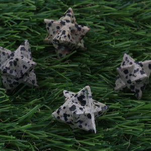 1 Pcs Dalmation Jasper Healing Star Gemstone, Metaphysical Crystal Star, Lemurian, Octahedron Star, Merkaba Star- Gemstone Merkaba 15mm HS202 - Tucson Beads