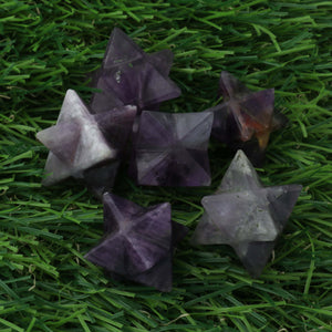 1 Pc Amethyst Healing Star Gemstone, Metaphysical Crystal Star, Lemurian, Octahedron Star, Merkaba Star- Gemstone Merkaba 16mm HS205 - Tucson Beads