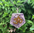 1 PC Amethyst Orgone Pendant With AUM Symbol Chakra Orgone Pentagon Shape Pendant,- Reiki Healing Stone Crystal Energy Pendant HS234