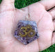 1 PC Amethyst Orgone Pendant With AUM Symbol Chakra Orgone Pentagon Shape Pendant,- Reiki Healing Stone Crystal Energy Pendant HS234 - Tucson Beads