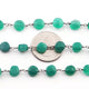 2 FEET Green Onyx Coin Shape Rosary Beaded Chain - Green Onyx Coin Beads Oxidized Silver Plated chain SC398 - Tucson Beads