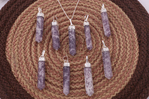 1 PC African Amethyst Pencil Point Gemstone Crystal 925 Silver Plated Pendant - Silver Toned Ornate Pendant 43mmx9mm-46mmx9mm HS246 - Tucson Beads