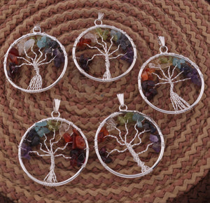 2 PCS Tree of Life Necklace, 7 Chakra Pendant ,Healing Stone,Healing Crystals, Tree Of Life,Reiki Jewelry, Yoga Necklace HS269 - Tucson Beads