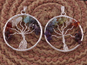2 PCS Tree of Life Necklace, 7 Chakra Pendant ,Healing Stone,Healing Crystals, Tree Of Life,Reiki Jewelry, Yoga Necklace HS269 - Tucson Beads