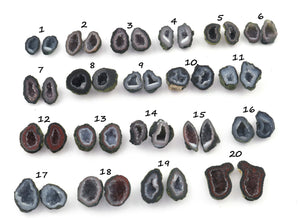 Natural Tabasco Geode Pairs -- With Sparkling Druzy Drusy Cabochon Cab Wholesale For Designer  Matching Pair  #025 - Tucson Beads