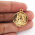 5 Pc Designer Gold Plated Copper  Round Charm Pendant - 24k Matte Gold Plated - Copper Gold Plated Round Pendant 23mmx19mm GPC944