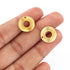 10 Pcs Copper Designer Round Charm With Hole - Round Charm With Big Hole in 24k Gold Plated 14mm - GPC303
