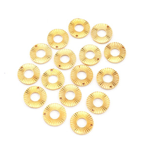 10 Pcs Copper Designer Round Charm With Hole - Round Charm With Big Hole in 24k Gold Plated 14mm - GPC303 - Tucson Beads