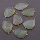 7 Pcs Green Chalcedony 24k Gold Plated Faceted Fancy Shape Double Bail Connector  37mmx25mm-43mmx27mm PC413 - Tucson Beads