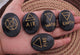 Five Elements Black Obsidian Gemstone Palm Stone Set Water, Fire, Air, Earth, Spirit Ayurveda Healing & Ritual Tools Carved Cobochon HS013 - Tucson Beads