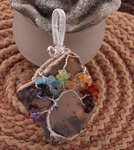 Grey Lace Agate Silver Plated tree of life Pendant , Tree of life pendant, Family tree Pendant,(YOU CHOOSE) HS035 - Tucson Beads