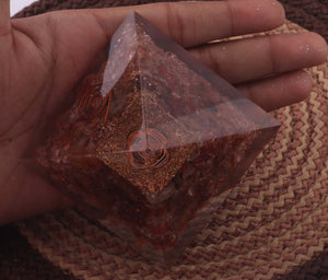 Sunstone Orgone Pyramid, EMF Protection Reiki Healing Crystal Pyramid, Spiritually Accelerator Stone of Comfort Protection HS038 - Tucson Beads
