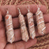 1 Pes Sunstone  Spiral Wire Wrapped Pencil Point Pendant Gemstone- Silver Wire Wrapped Pendant HS0115