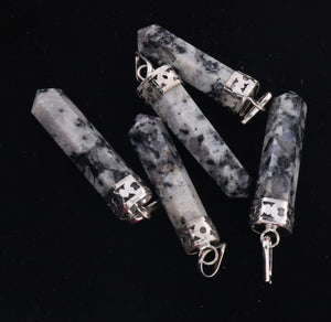 1 PC Dendrite Opal Pencil Point Gemstone Crystal 925 Silver Plated Pendant - Silver Toned Ornate Pendant 41mmx8mm HS167 - Tucson Beads