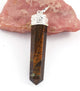 1 PC Brown Tiger Eye Pencil Point Gemstone Crystal 925 Silver Plated Pendant - Silver Toned Ornate Pendant 38mmx9mm-49mmx9mm HS173 - Tucson Beads