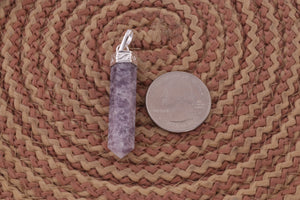 1 PC African Amethyst Pencil Point Gemstone Crystal 925 Silver Plated Pendant - Silver Toned Ornate Pendant 43mmx9mm-46mmx9mm HS246 - Tucson Beads