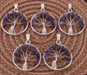 2 PCS Tree of Life Necklace, Iolite Necklace,Healing Stone,Healing Crystals, Tree Of Life,Reiki Jewelry, Yoga Necklace HS268 - Tucson Beads