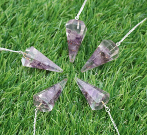 2 PCS Amethyst Crystal  Point Pendulum Handmade Jewelry Meditation Reiki Point Healing Natural  Love Chakra 49mmx17mm-42mmx14mm HS270 - Tucson Beads