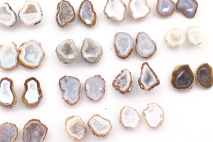 Natural Tabasco Geode Pairs -- With Sparkling Druzy Drusy Cabochon Cab Wholesale For Designer  Matching Pair  #280 - Tucson Beads
