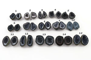 Natural Tabasco Geode Pairs -- With Sparkling Druzy Drusy Cabochon Cab Wholesale For Designer  Matching Pair  #020 - Tucson Beads