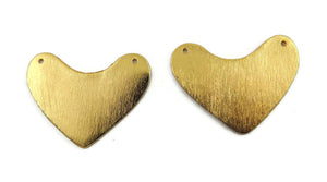2 PCS Golden Heart Charm Pendant  24k Gold Plated -  Heart  Charm Pendant 41mmx25mm GPC576 - Tucson Beads